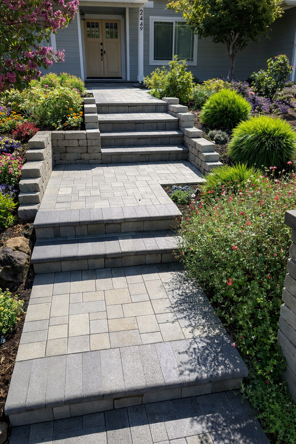 Tiered Paver Entry & Landing Steps