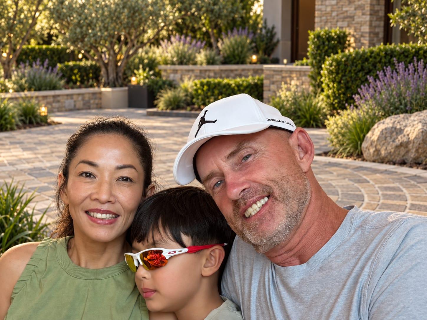 Steve Barsanti, owner of Lamorinda Pavers, with his wife and son